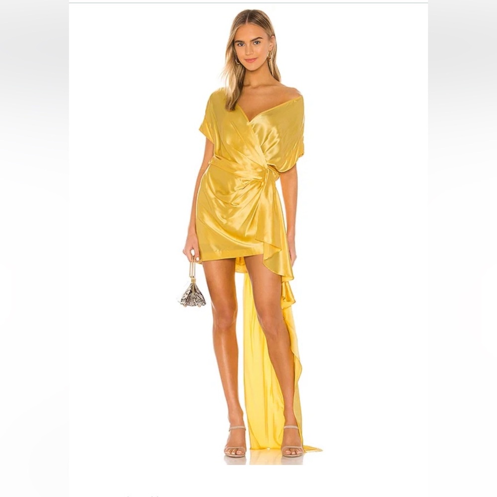 Michelle Mason Yellow Wrap Dress